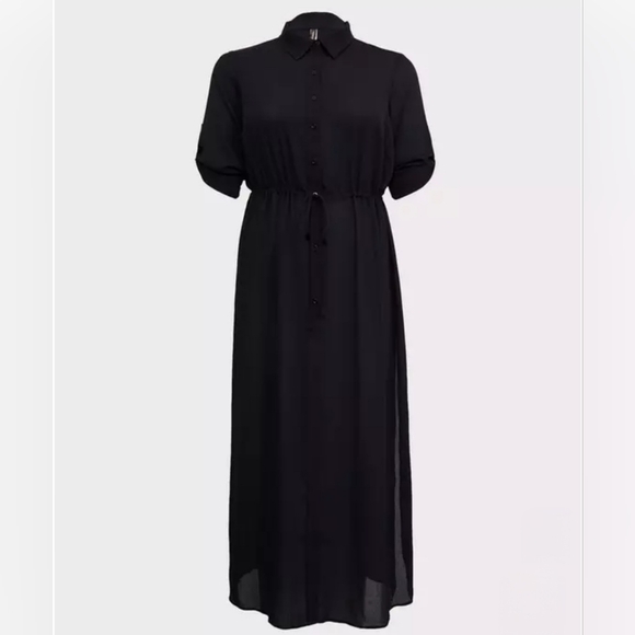 Torrid Black Button Down Maxi Cover-Up / Kimono / Duster / Shirt Dress Size 2 - Picture 4 of 7